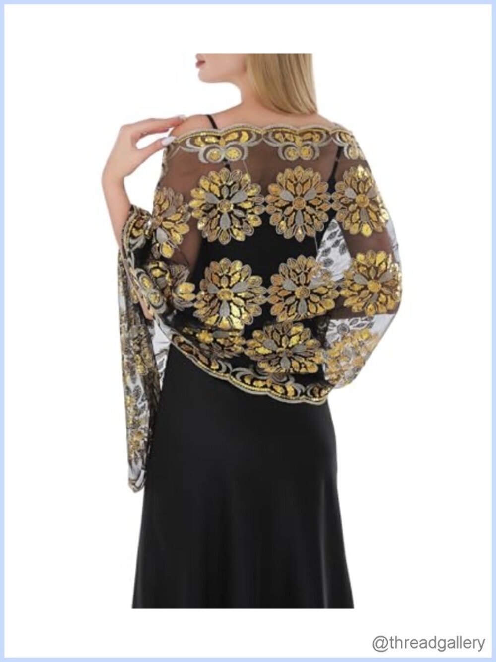 Chiffon Sequin Lace Evening Wrap Shawl for Dresses Wedding Formal
